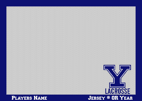 YALE Y Block LACROSSE on a Grey & Natural Herringbone Base Customized with Name, # or Year 60 x 50