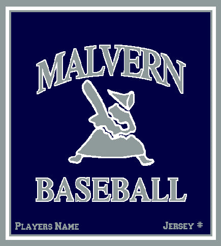 Malvern Baseball Blanket 50 x 60  Customized Name & Number