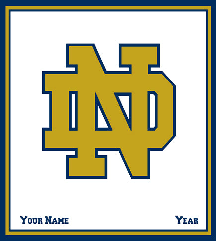 Notre Dame Natural Base GOLD ND Blanket Customized with your Name and Year 50 x 60