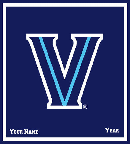 Villanova Signature V Navy Dorm, Office, Graduation, Tailgate blanket Customized with Name and Year
