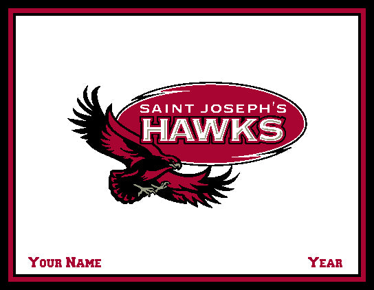St. Joseph's University Flying Hawk Natural Base Customized with Name & Year  60 x 50