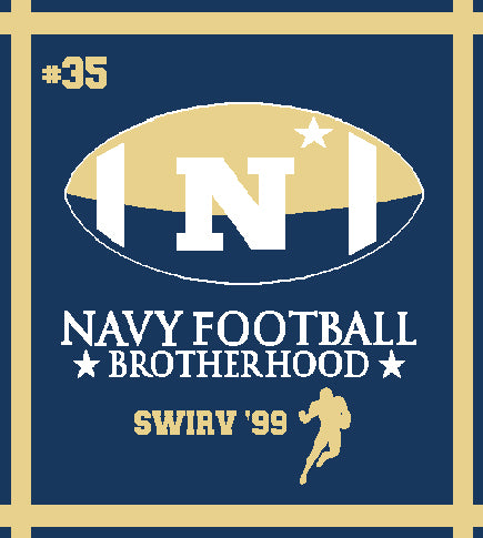 Custom Navy Football Brotherhood Number, Name, Year , Position 50 x 60