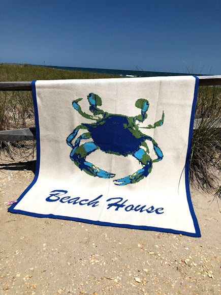 Blue Crab Beach House  Blanket 50 x 60