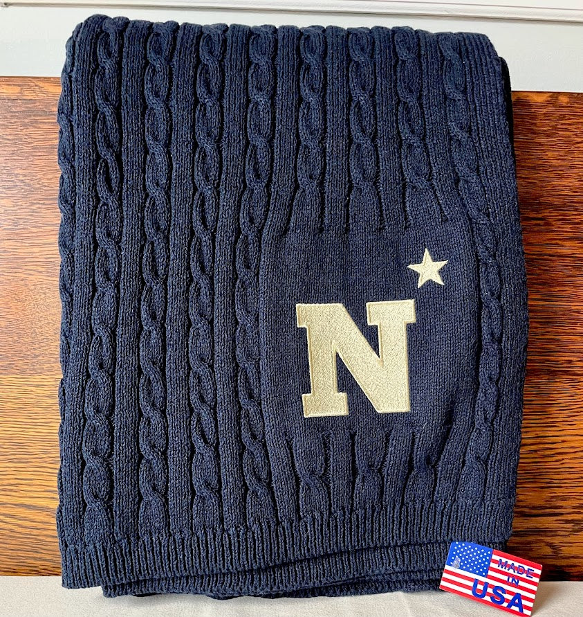 N Star Embroidered 6 Needle Cable Blanket