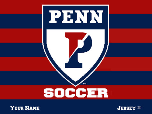 PENN SOCCER Striped Athletic Shield Customized with Name & Number 60 x 50