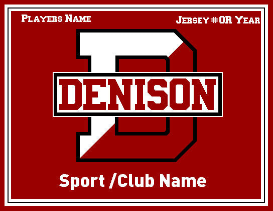 Denison RED  Base Any Sport Club Customized with your Sport/Club Name, # OR Year 60 x 50