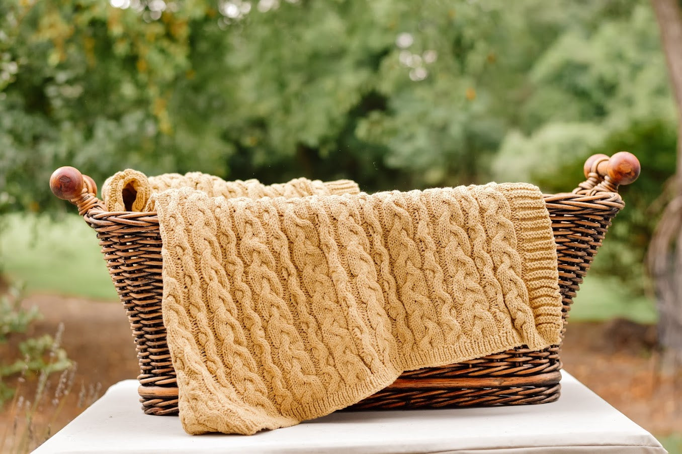 Chunky Cable Blanket Straw - Recycled  Cotton