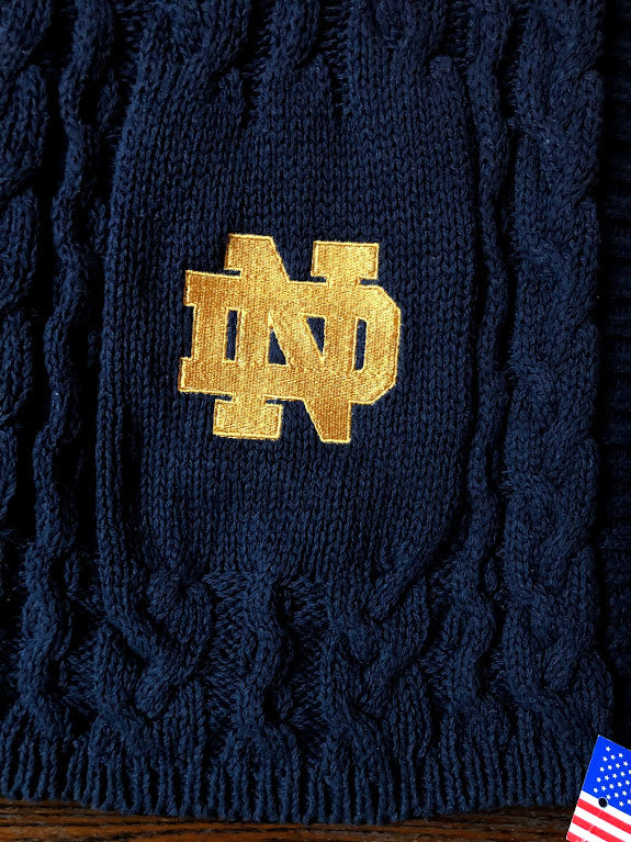 Notre Dame Navy Recycled Cotton Super Chunky Cable Blanket 50 x 60