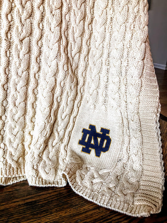 Notre Dame Natural Cotton Super Chunky Cable Blanket 50 x 60
