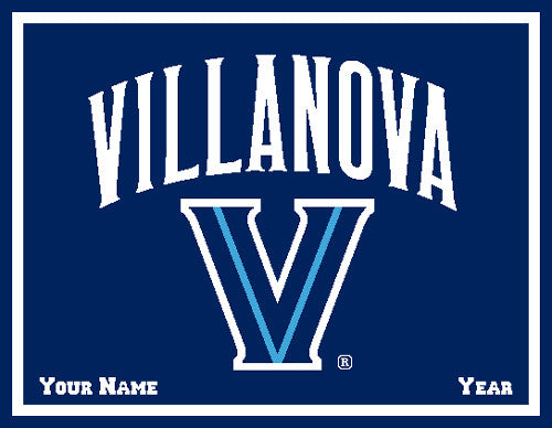 Villanova Navy Signature Logo Dorm, Home, Office, Alumni, Tailgate blanket Customized with Name and Year