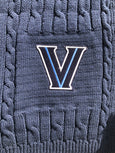 Villanova Navy Embroidered "V" 6N Cable Blanket
