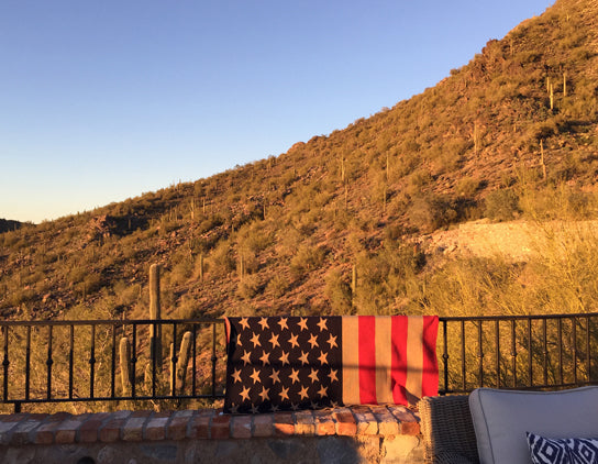 Vintage American Flag Blanket CUSTOMIZED with your TOWN 60 x 50