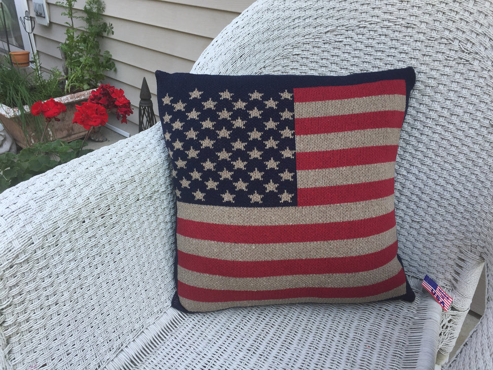 Vintage American Flag Pillow 20 x 20
