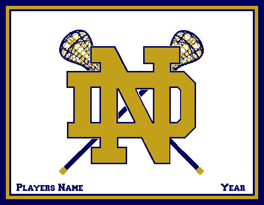 Notre Dame Women's Lacrosse Sticks Natural Base Customized Name & Year 60 x 50