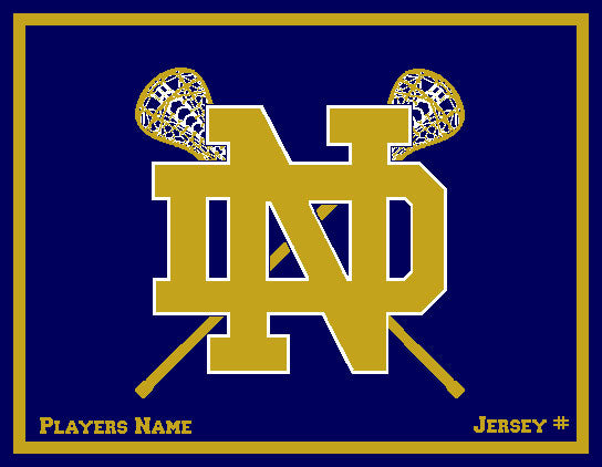 Notre Dame Women's Lacrosse Sticks NAVY Base Customized with your Name & Number 60 x 50