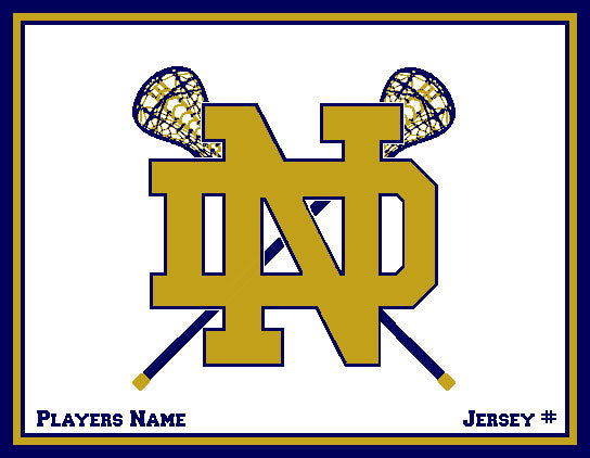 Notre Dame Women's Lacrosse Sticks Natural Base Customized with your Name & Number 60 x 50