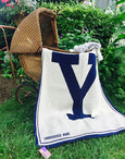 Yale Personalized Baby Stroller Blanket 30 x 40 (Navy OR Natural Base)
