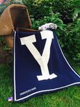 Yale Personalized Baby Stroller Blanket 30 x 40 (Navy OR Natural Base)